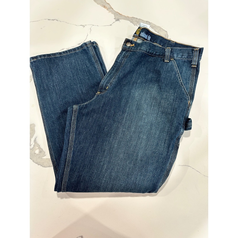 Carhartt Relaxed Fit Jeans Mens‎ 42x30 Blue Denim Work Utility Pants